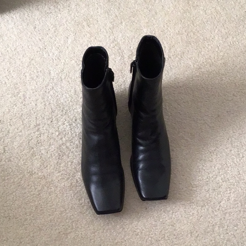 Classic Black Square-Toe Ankle Booties